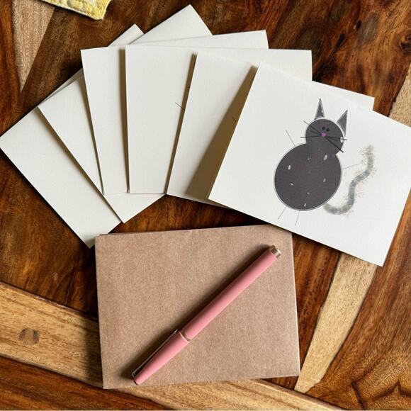 NWT Greeting Cards Blank Cards for Cat Lovers Set of 6 w/Envelopes Custom Brown - Picture 1 of 3